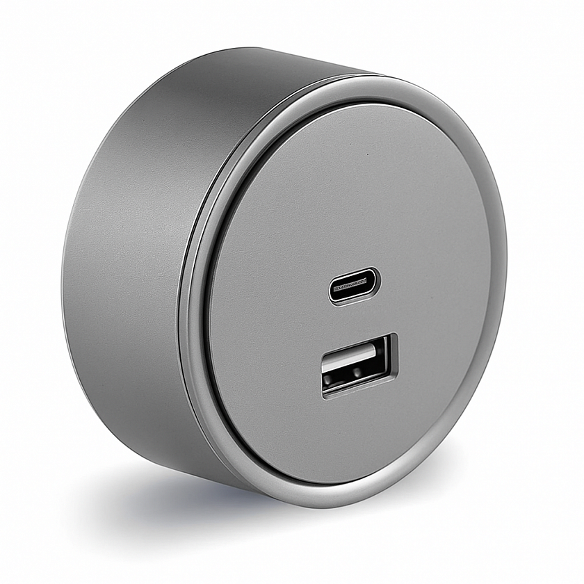Розетка для трека 20W (USB+Type-C) Грей