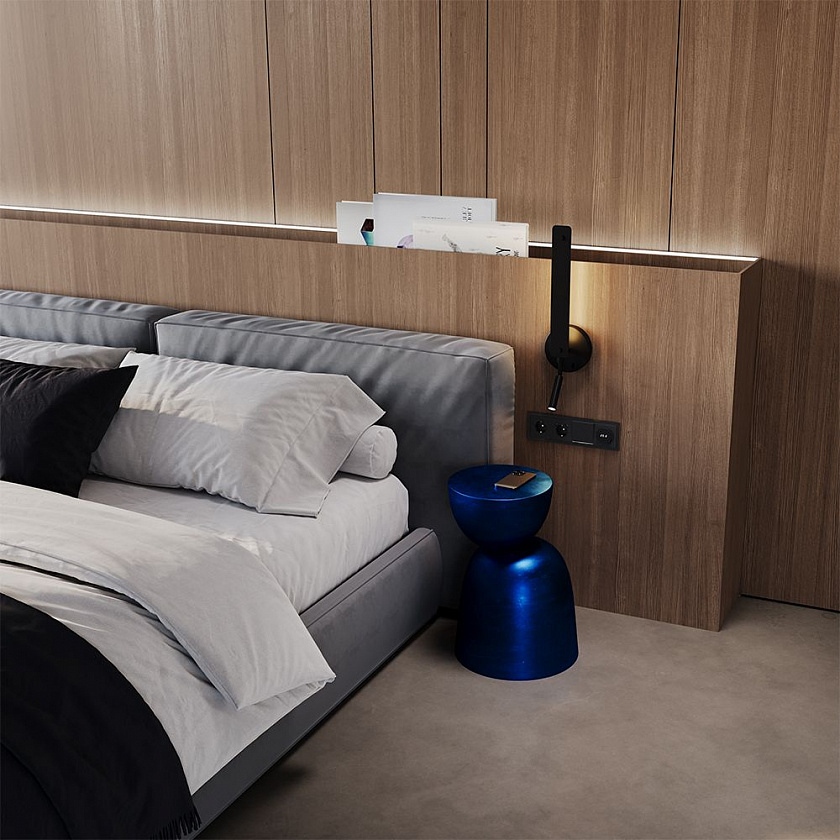 Розетка встраиваемая VOLTUM S70 с заземлением и защитными шторками, 16А, с USB, A+A, (черный матовый