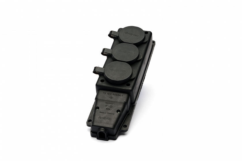 Колодка удлинителя 3-я  каучук 16а IP44 Elwatt