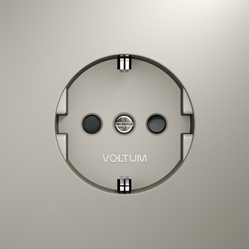 Розетка встраиваемая VOLTUM S70 с заземлением и защитными шторками, 16А, (кашемир)